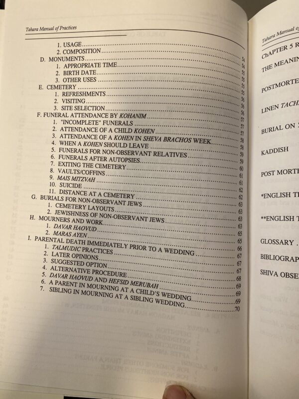 Tahara Manual of Practices including Halachic Decisions of Hagaon Harav Moshe Feinstein by Rabbi Moshe Epstein - Image 3